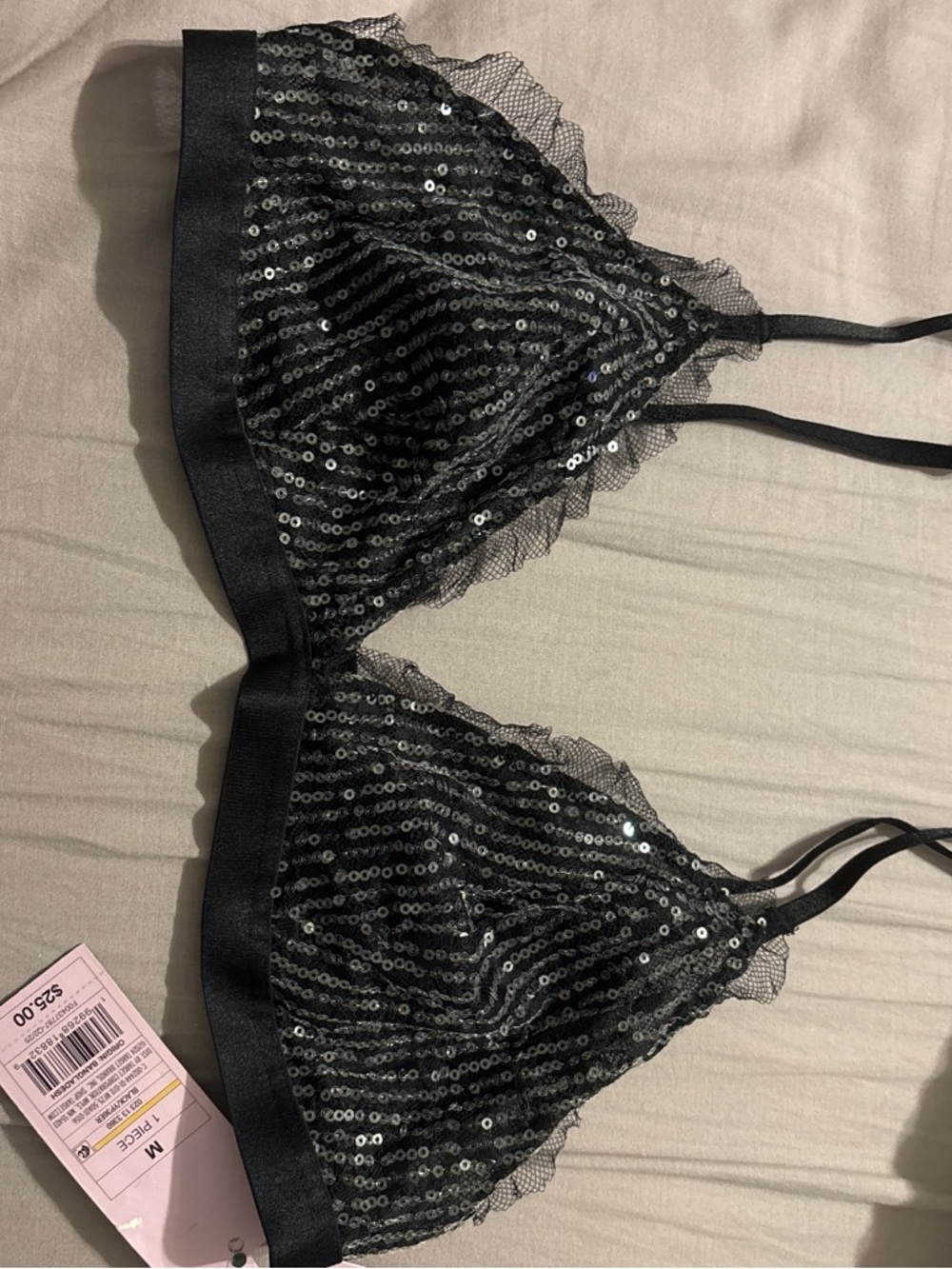 wild fable Black Sequin Triangle Bralette